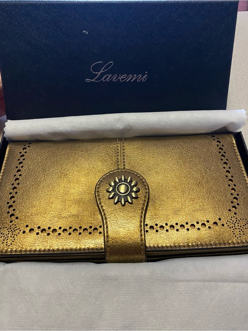 Lavemi Gold Women's Wallet with Sunburst Snap
